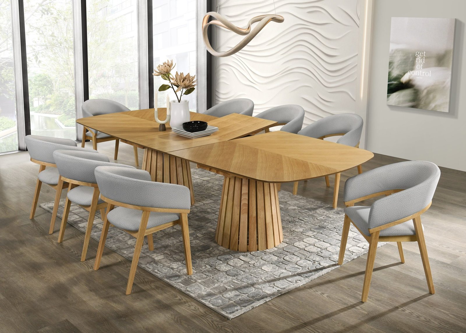 Modrest Truman - Mid-Century Modern Natural Oak Extendable Dining Table - Image 2