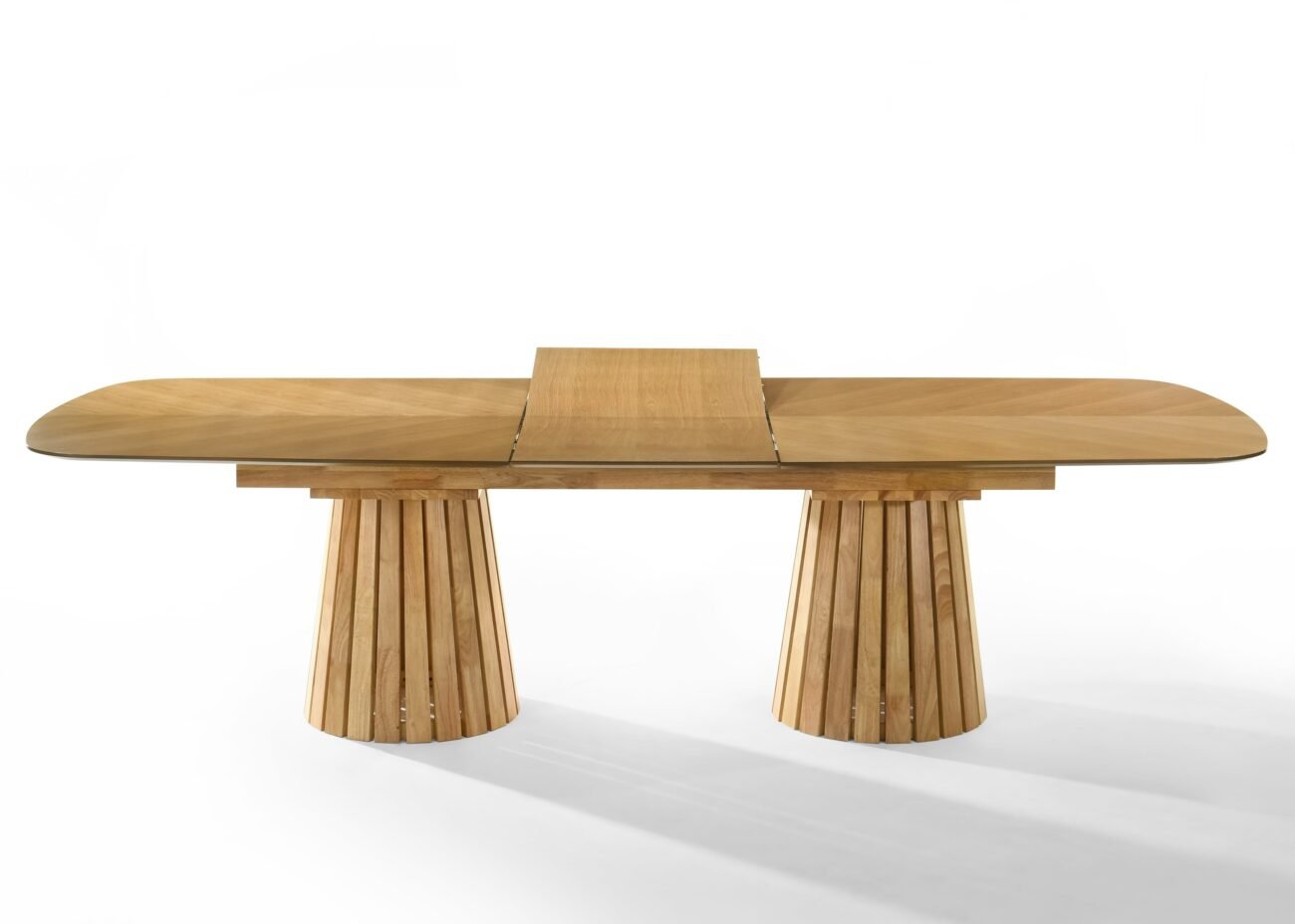 Modrest Truman - Mid-Century Modern Natural Oak Extendable Dining Table + 8 Chairs Set - Image 2