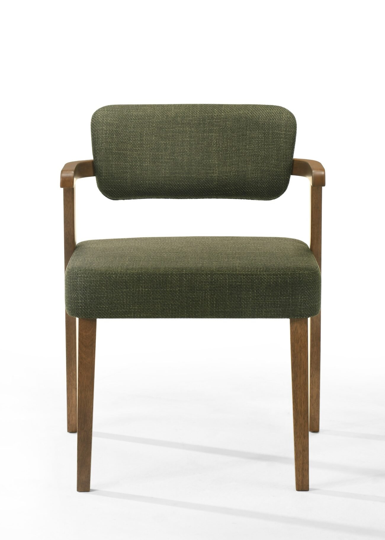 Modrest Sacks - Mid-Century Modern Green Fabric + Walnut Dining Chair