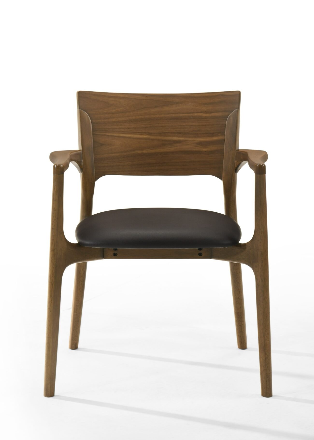 Modrest Edelman - Mid-Century Modern Brown Leatherette + Walnut Dining Chair
