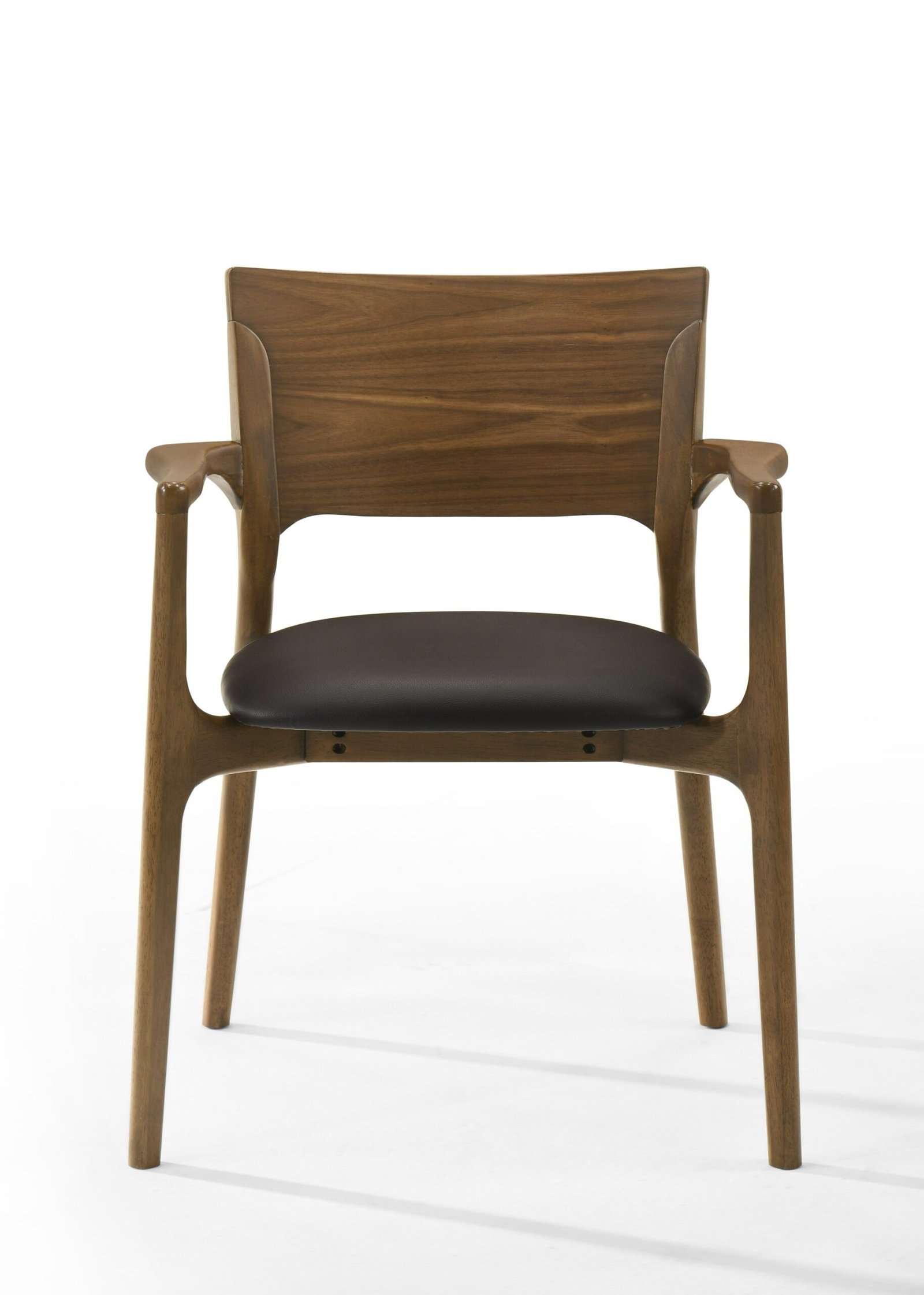 Modrest Edelman - Mid-Century Modern Brown Leatherette + Walnut Dining Chair