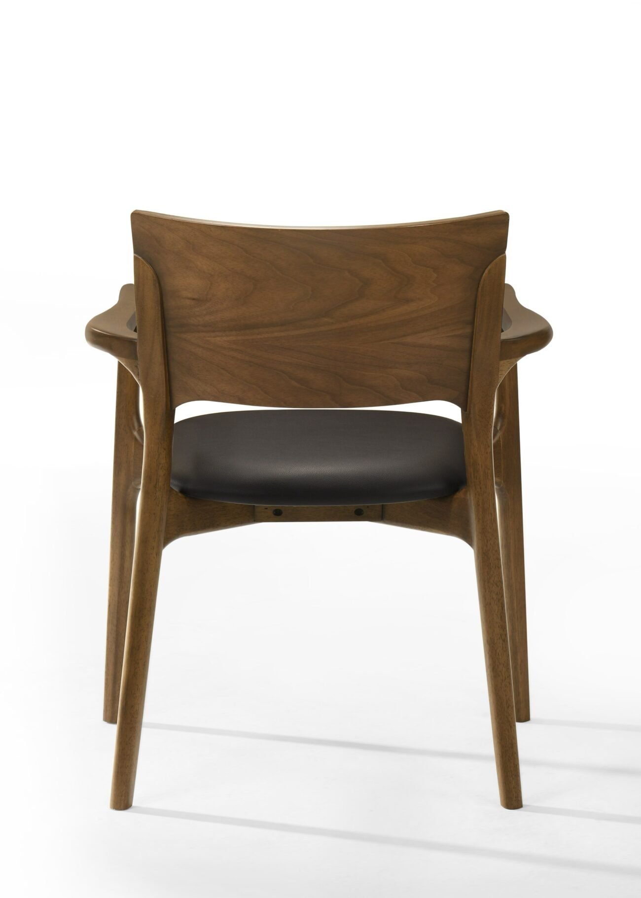 Modrest Edelman - Mid-Century Modern Brown Leatherette + Walnut Dining Chair - Image 2
