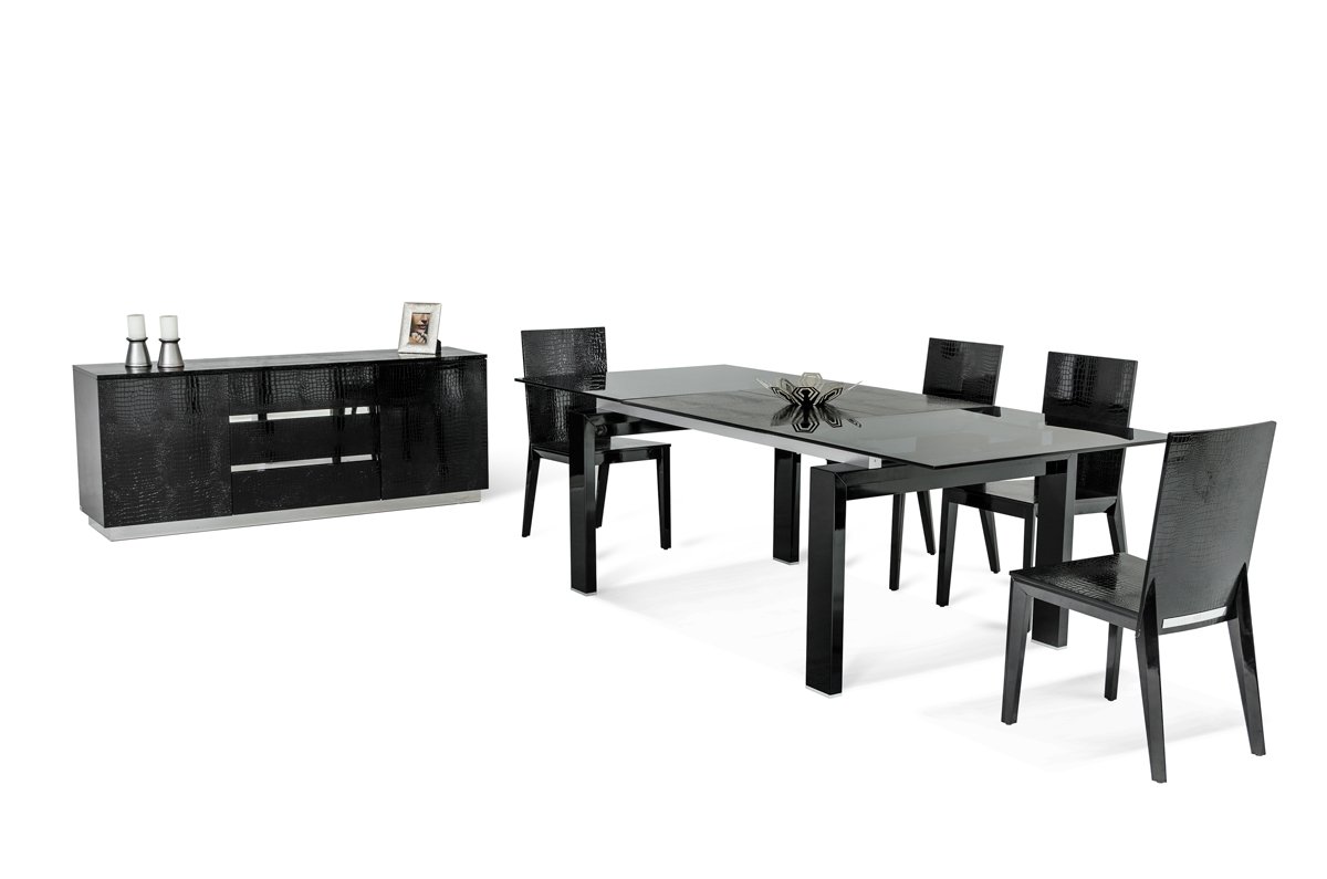A&X Stratton Modern Black Extendable Dining Table - Image 2