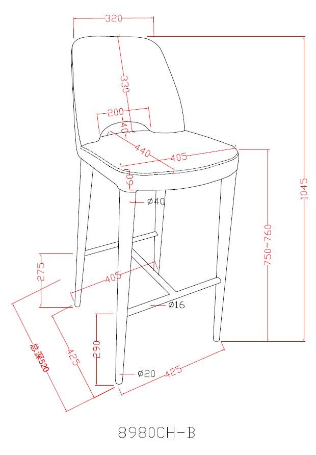 Modrest Williamette Mid-Century Dark Grey Fabric Bar Stool - Image 3