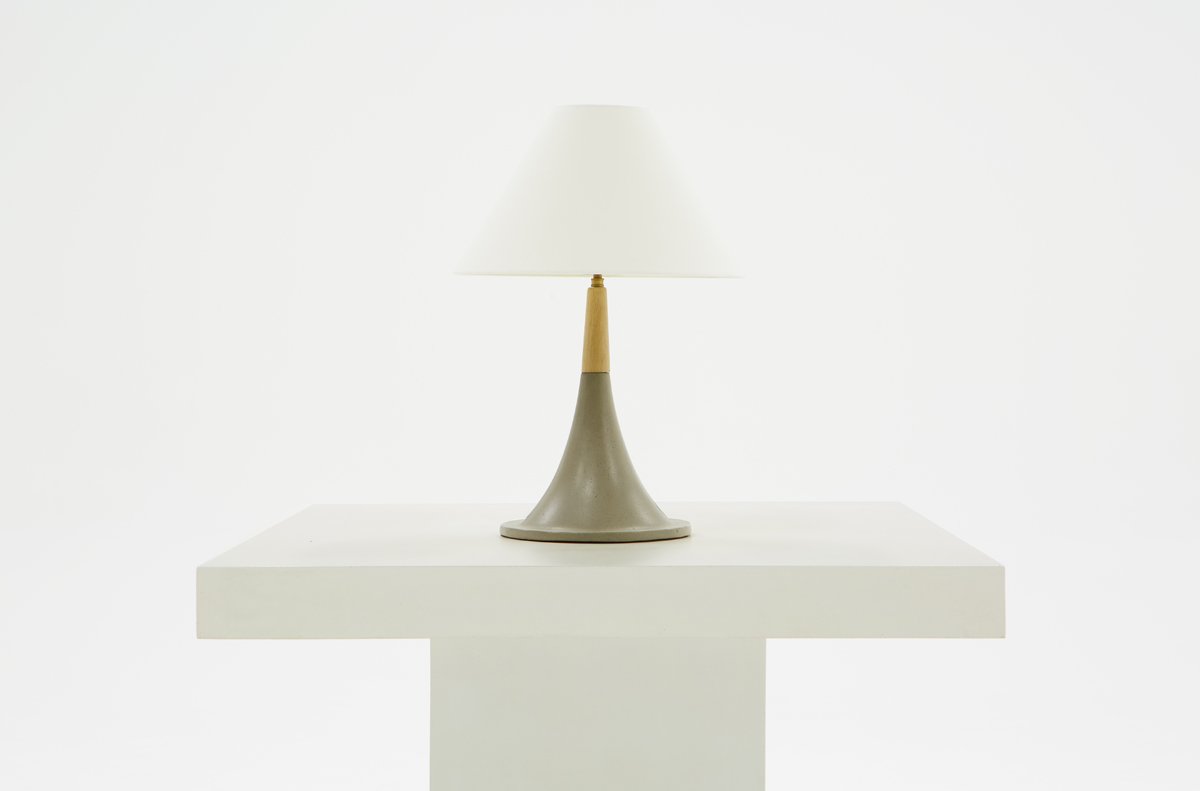 Modrest Nunez Modern Concrete & Oak Table Lamp - Image 2