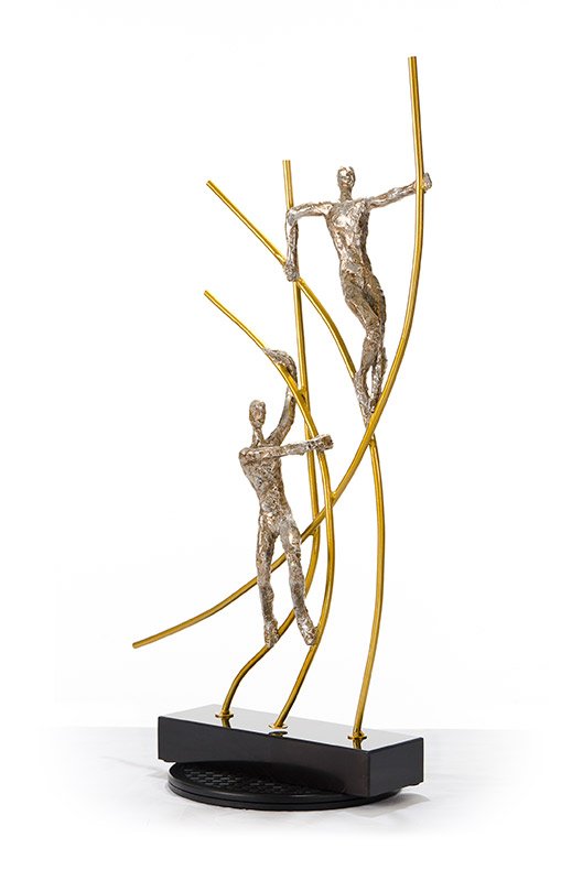 SZ0238 Modern Bronze Acrobats-Poles Sculpture - Image 3