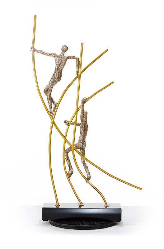 SZ0238 Modern Bronze Acrobats-Poles Sculpture - Image 5