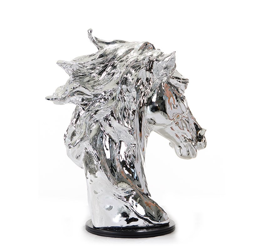 SZ0002 Modern Silver Horse Head Sculpture - Image 4
