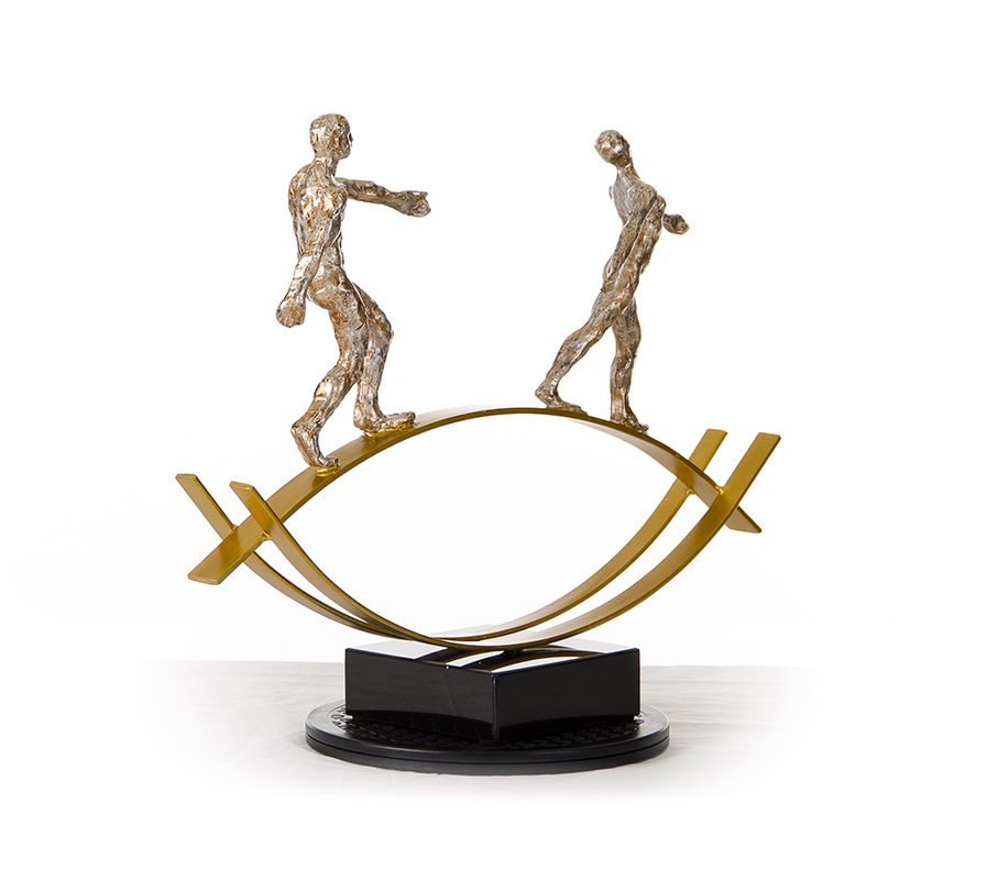 SZ0241 Modern Bronze Acrobats-Tightrope Sculpture - Image 2