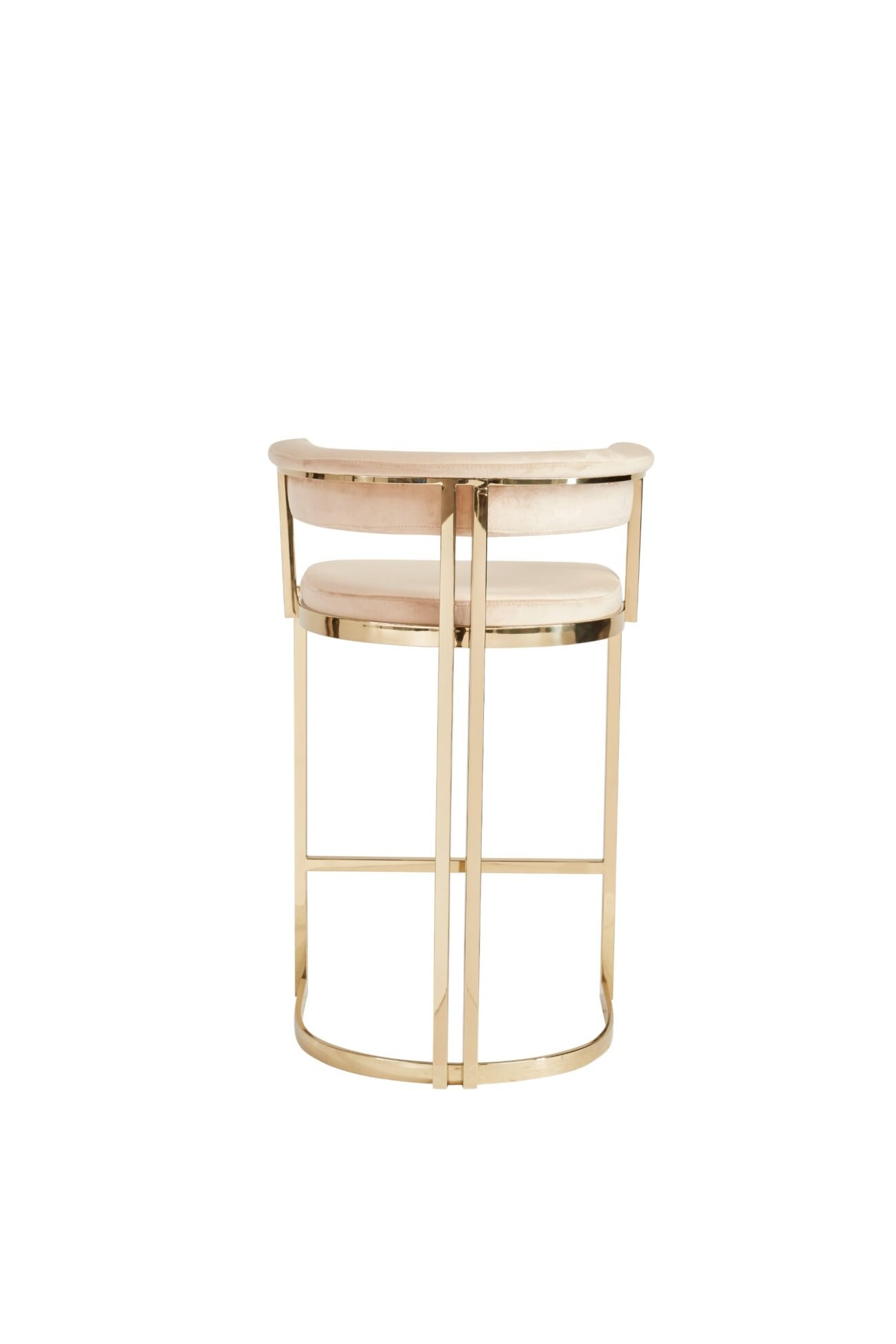 Modrest - Munith Modern Beige Velvet & Gold Counter Stool - Image 3