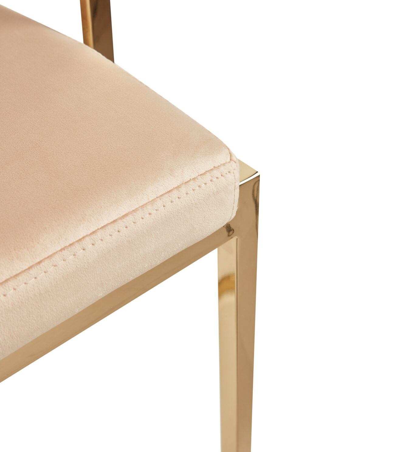 Modrest - Munith Modern Beige Velvet & Gold Counter Stool - Image 4