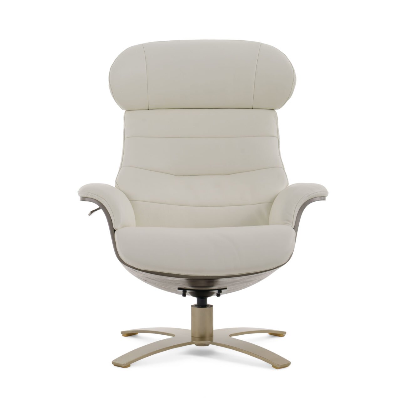 Divani Casa Abrons - Mid-Century Modern Light Grey Leather Lounge Chair & Ottoman - Image 4