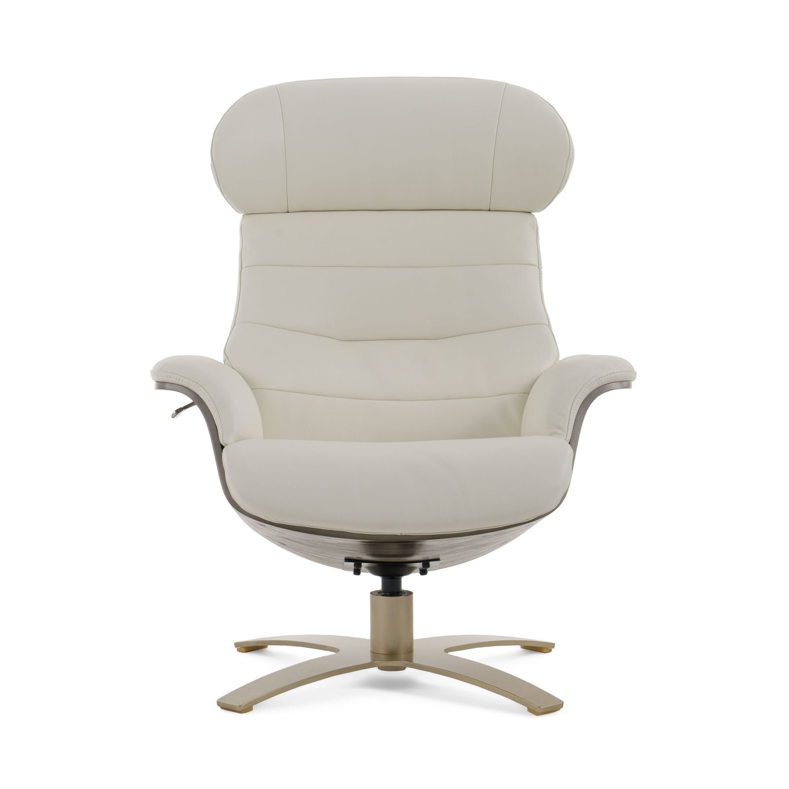 Divani Casa Abrons - Mid-Century Modern Light Grey Leather Lounge Chair & Ottoman - Image 4