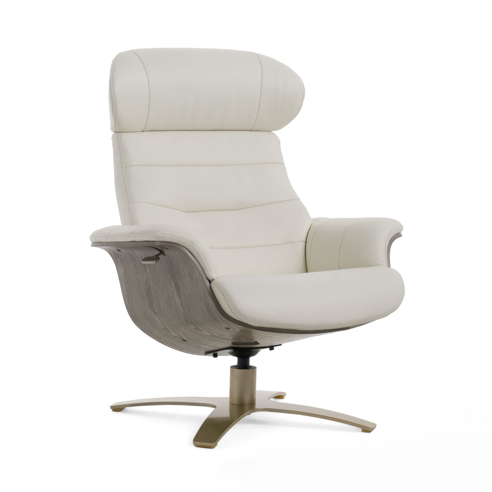 Divani Casa Abrons - Mid-Century Modern Light Grey Leather Lounge Chair & Ottoman - Image 5