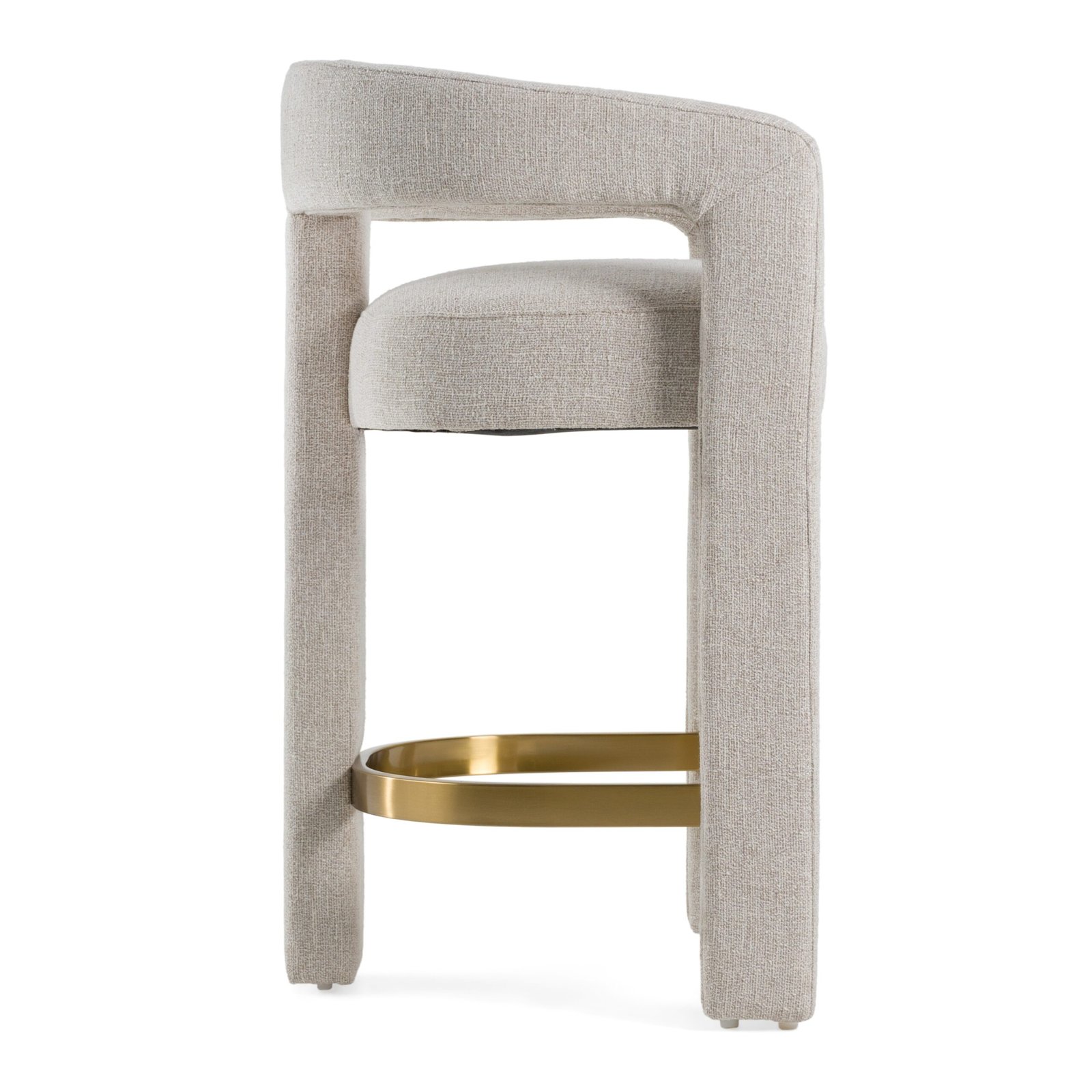 Modrest Adam - Modern Beige Fabric + Brass Counter Chair - Image 2