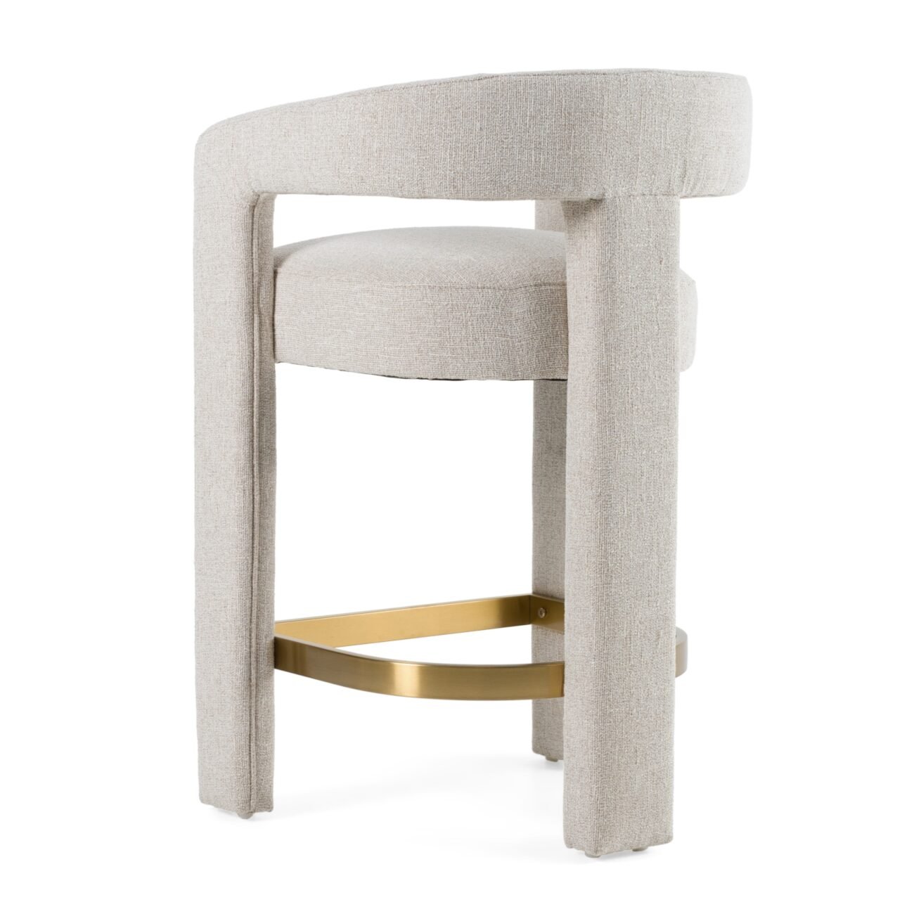 Modrest Adam - Modern Beige Fabric + Brass Counter Chair - Image 4