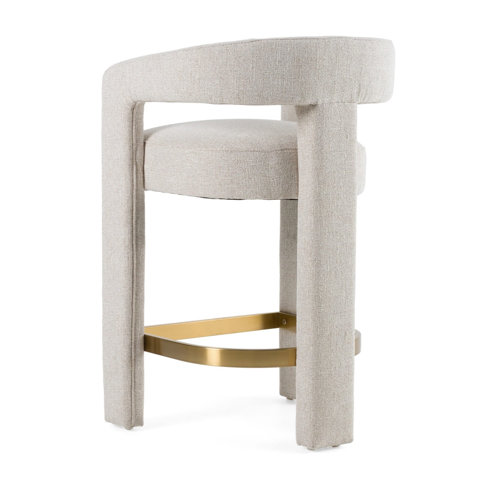 Modrest Adam - Modern Beige Fabric + Brass Counter Chair - Image 4