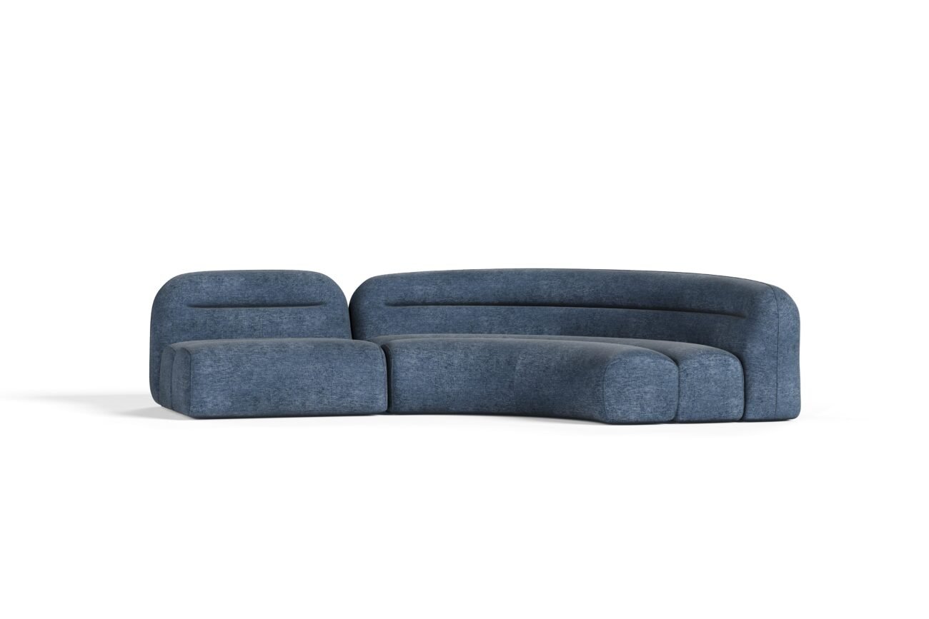 Divani Casa Forman - Modern Blue Fabric Modular Sectional Sofa-2-Piece Sectional