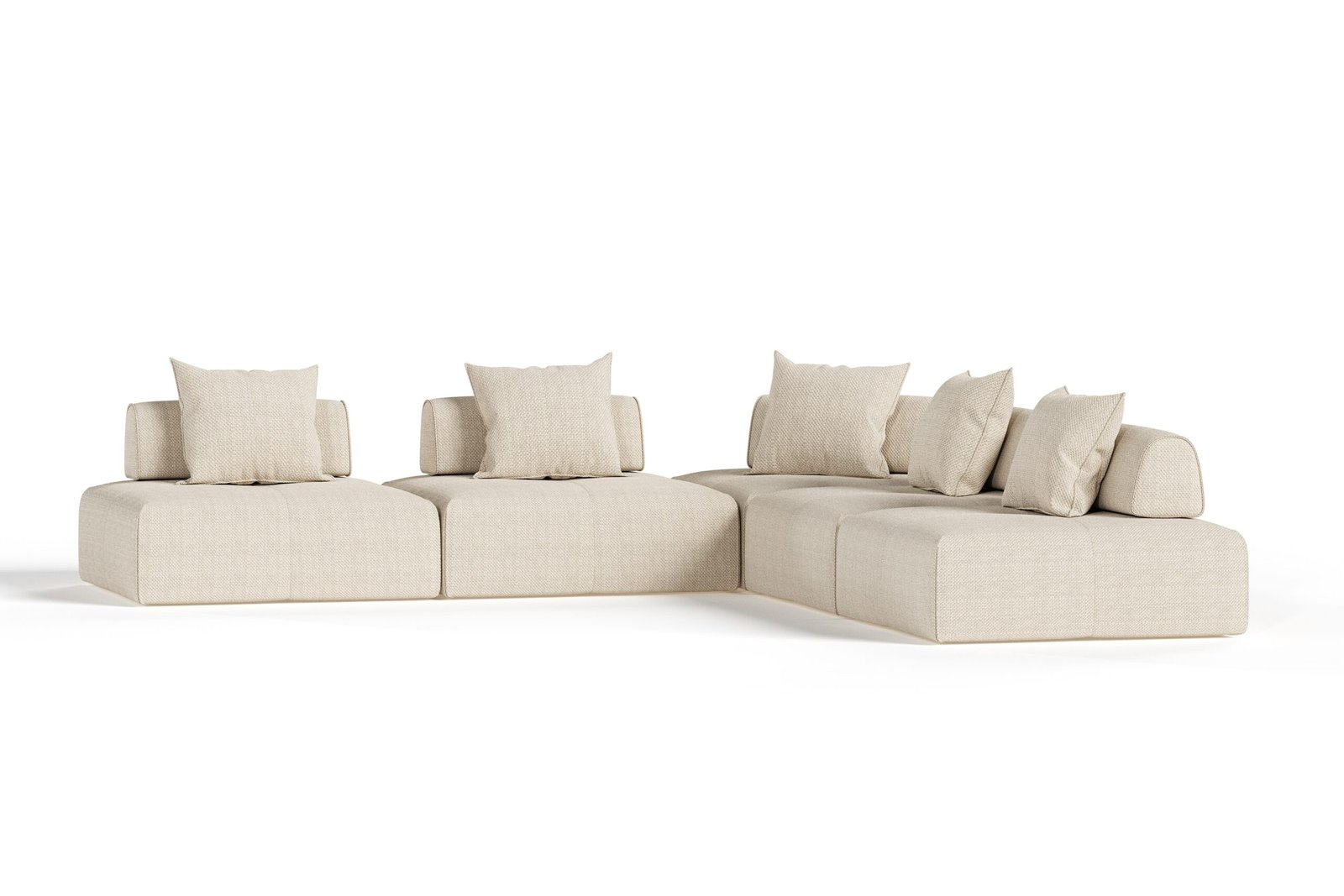 Divani Casa Mondo - Modern Modular Beige Fabric Sectional Sofa-5-Piece Sectional