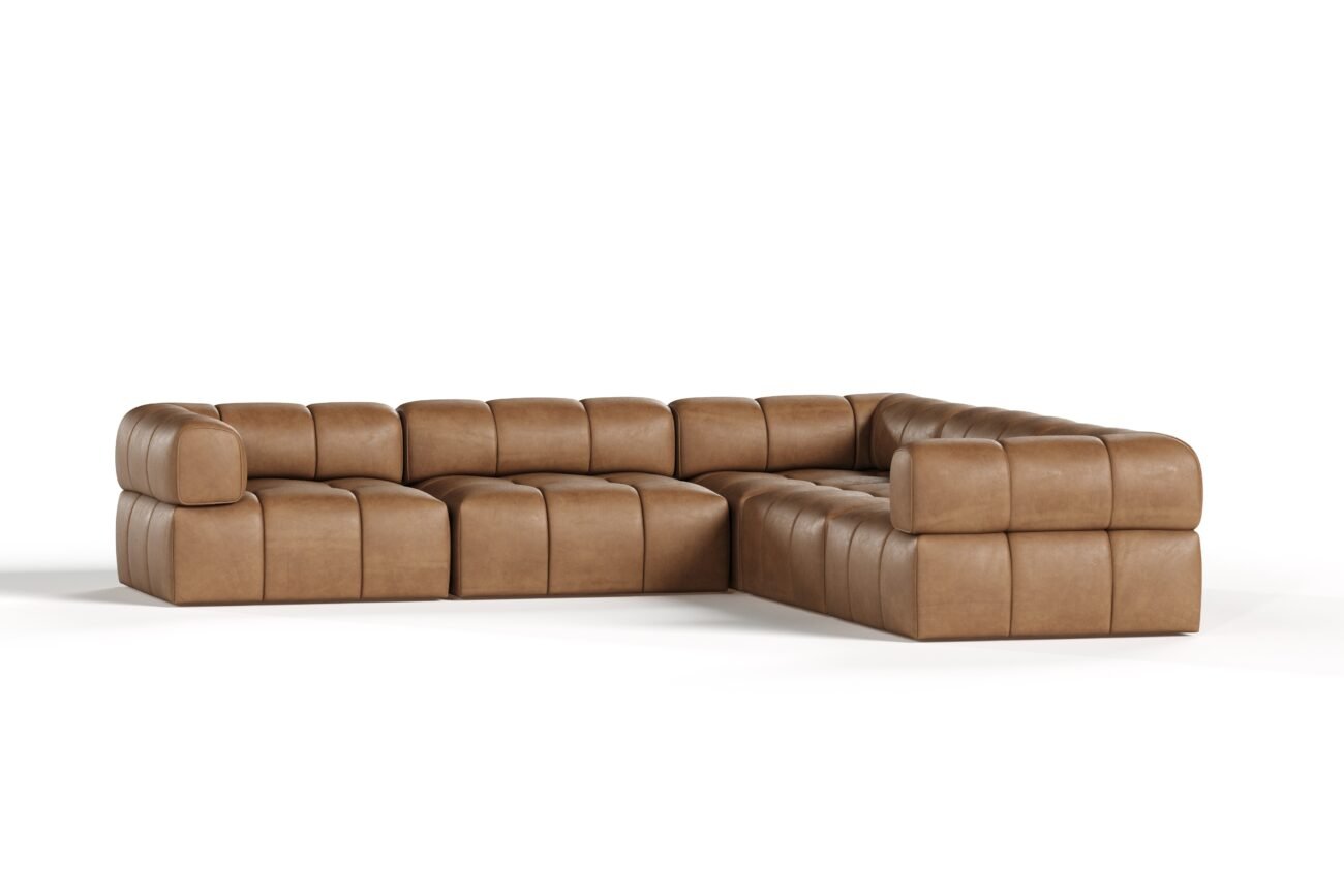 Divani Casa Everest - Modern Brown Leather Modular Sectional Sofa-5-Piece Sectional