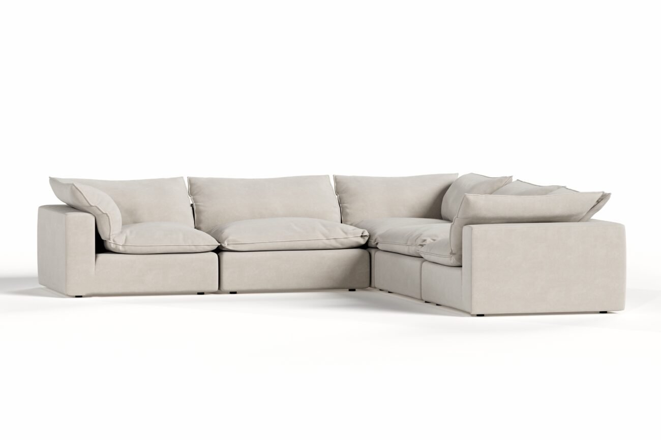 Divani Casa Garman - Modern Light Grey Modular Sectional Sofa-5-Piece Sectional