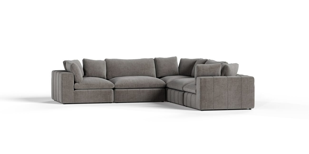 Divani Casa Vicki - Modern Grey Fabric Modular Sectional Sofa-5-Piece Sectional