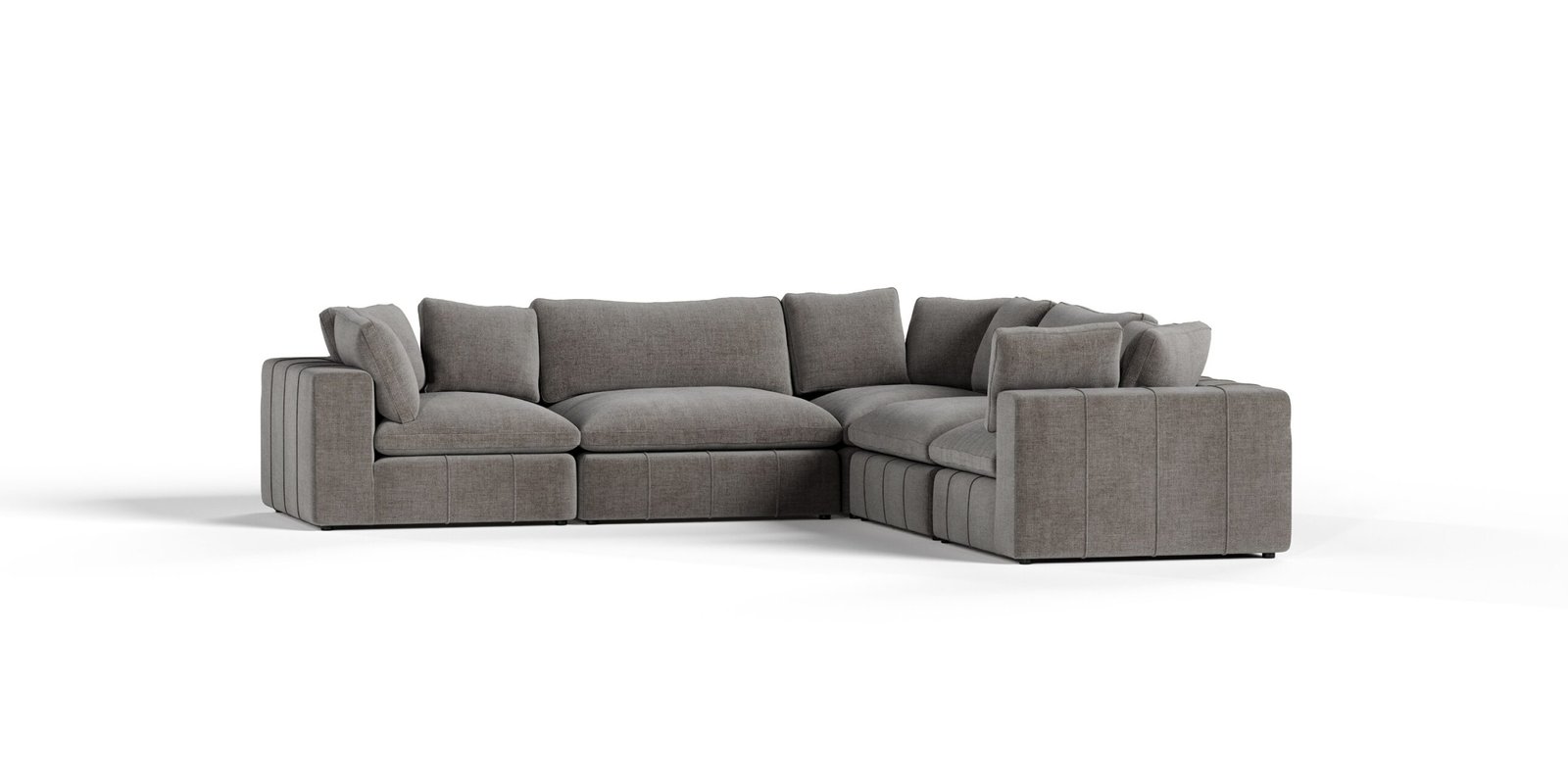 Divani Casa Vicki - Modern Grey Fabric Modular Sectional Sofa-5-Piece Sectional