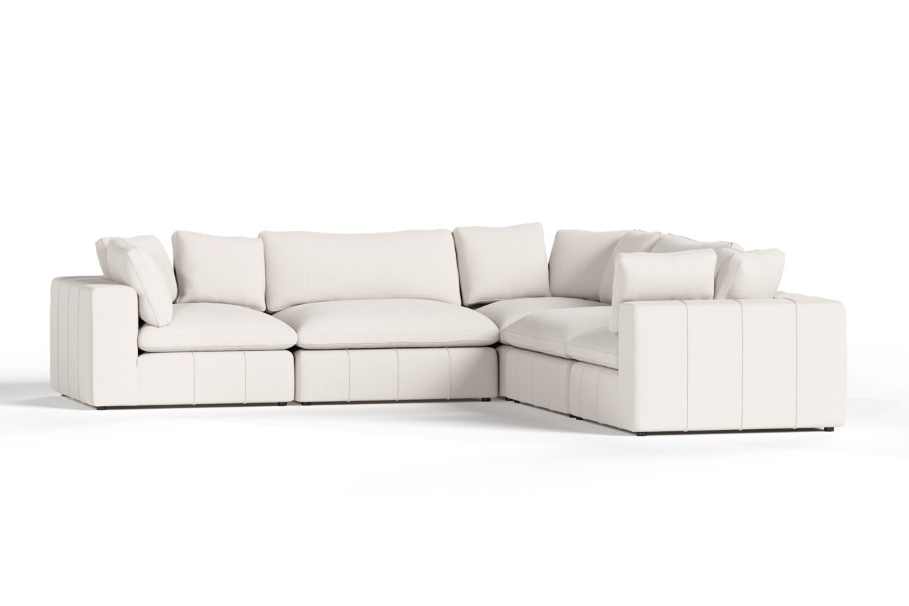 Divani Casa Vicki - Modern Off-White Fabric Modular Sectional-5-Piece Sectional