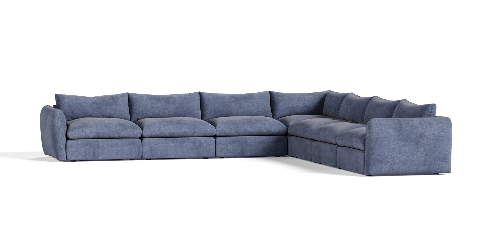 Divani Casa Kinsey - Modern Blue Fabric Modular Sectional Sofa-7-Piece Sectional