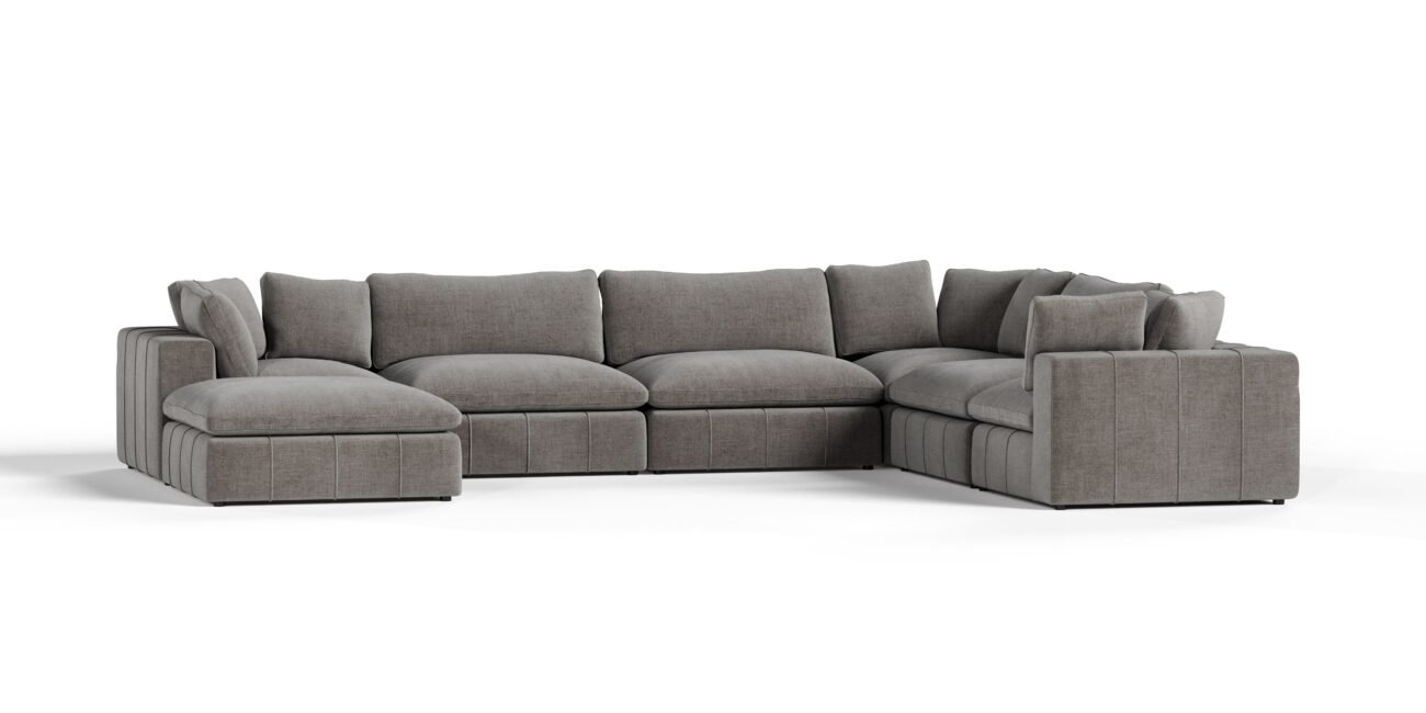 Divani Casa Vicki - Modern Grey Fabric Modular Sectional Sofa-7-Piece Sectional