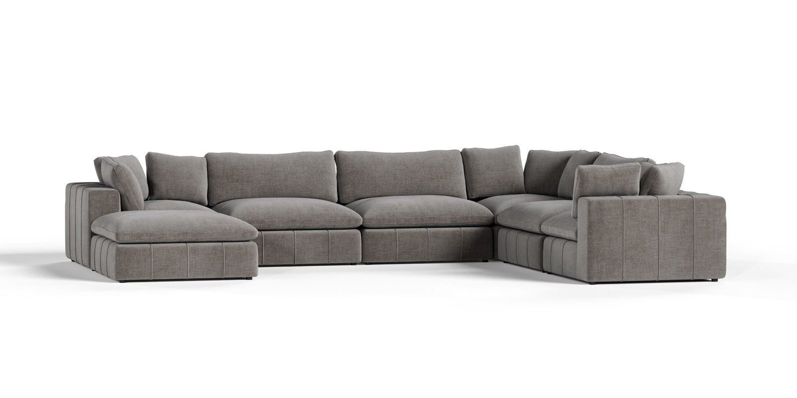 Divani Casa Vicki - Modern Grey Fabric Modular Sectional Sofa-7-Piece Sectional