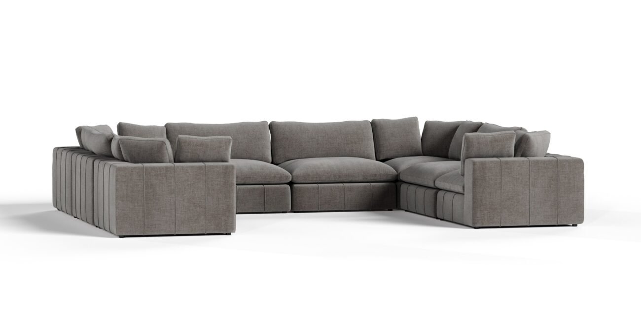 Divani Casa Vicki - Modern Grey Fabric Modular Sectional Sofa-8-Piece Sectional