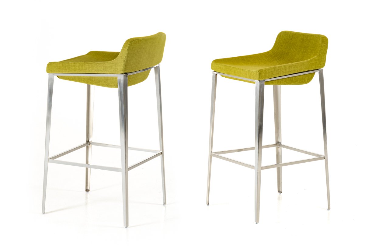 Modrest Adhil Mid-Century Green Fabric Bar Stool - Image 3