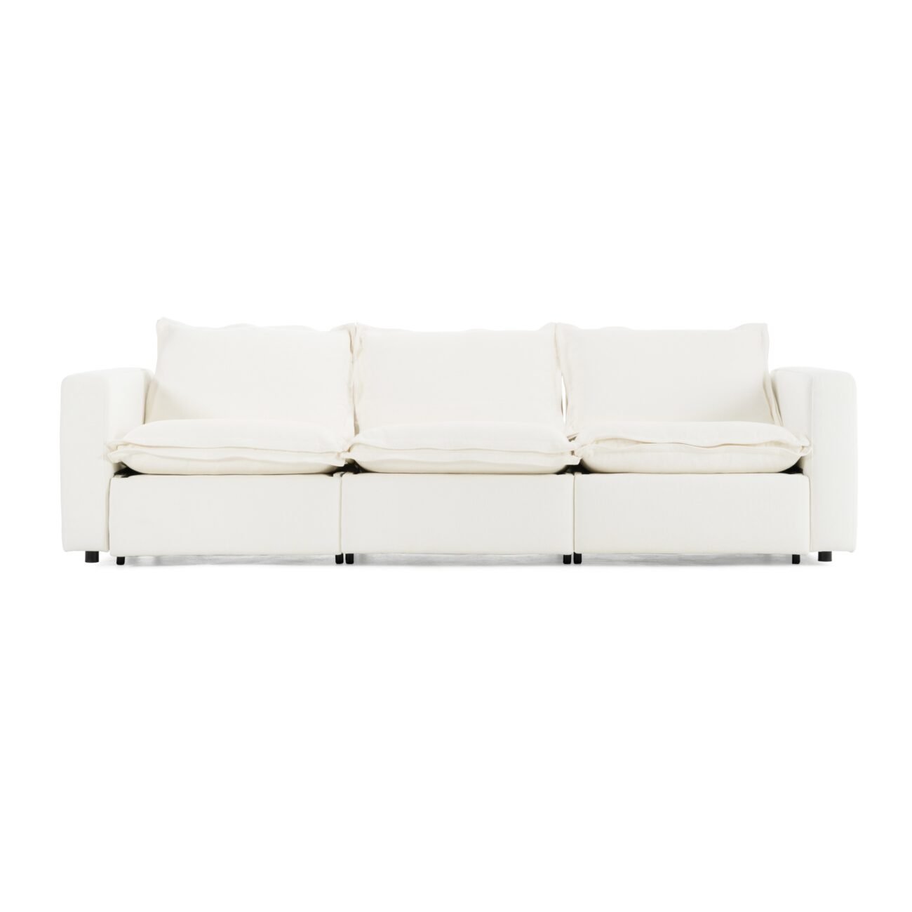 Divani Casa Almagre - Modern White Fabric Sofa w/ 3 Electric Recliners - Image 2
