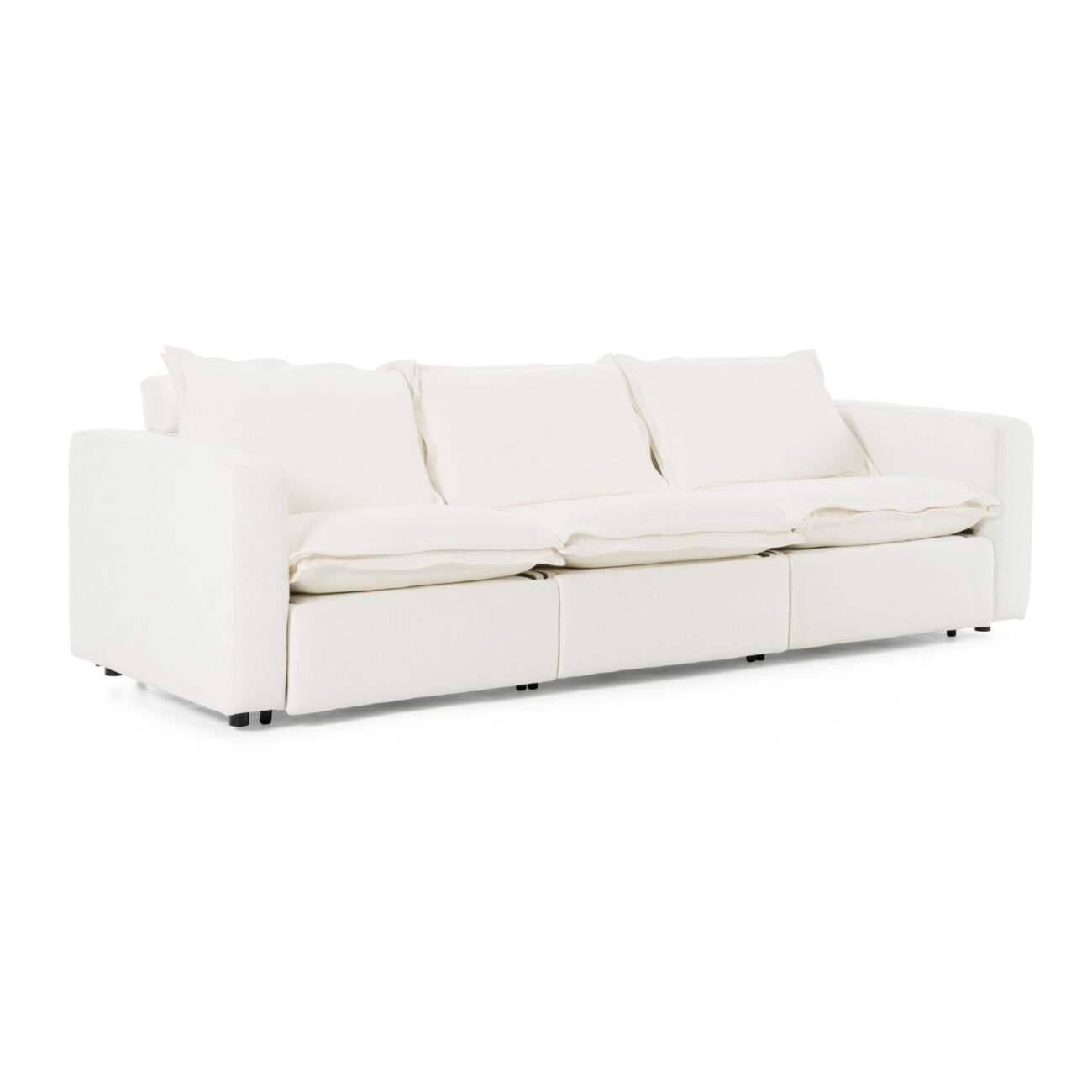 Divani Casa Almagre - Modern White Fabric Sofa w/ 3 Electric Recliners - Image 3