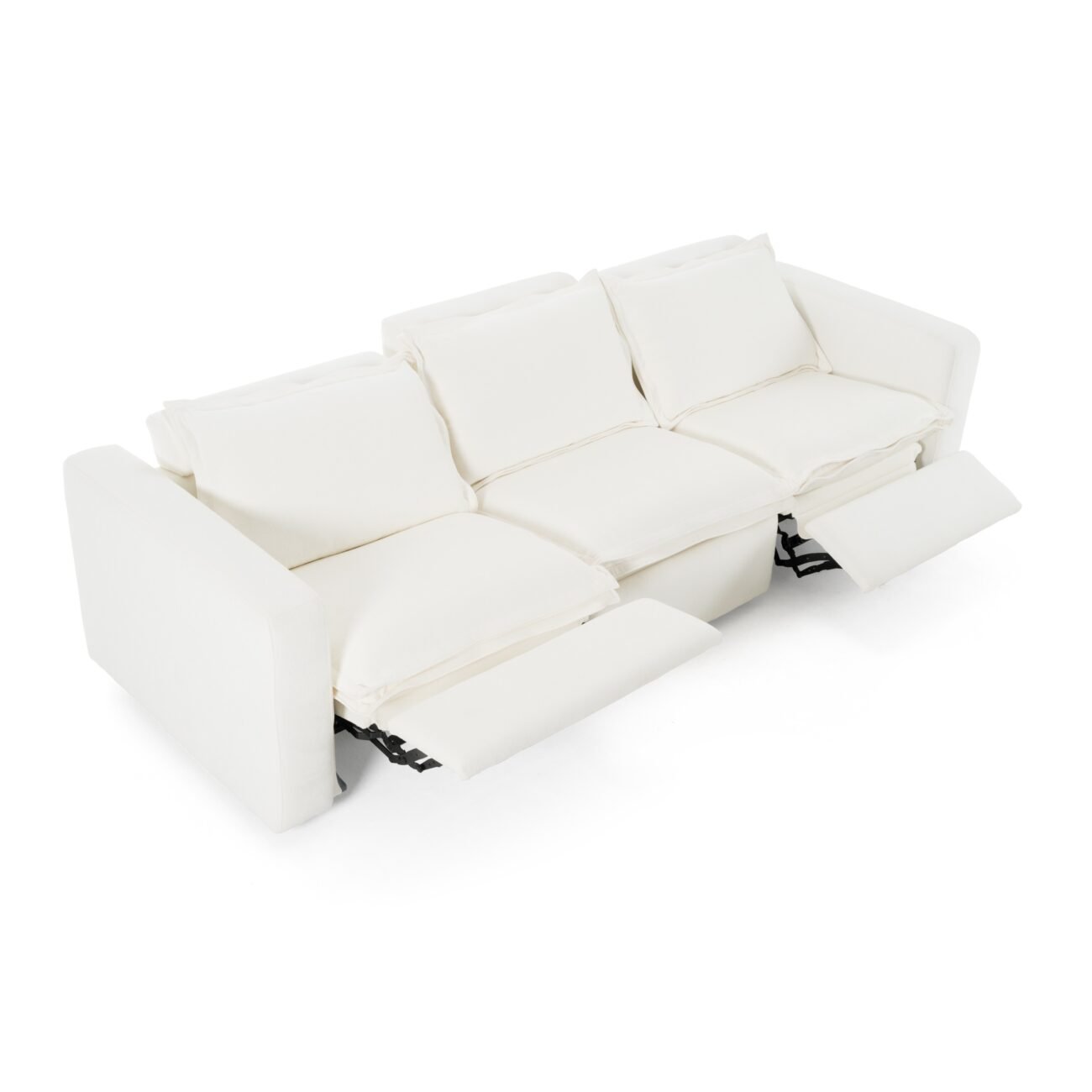 Divani Casa Almagre - Modern White Fabric Sofa w/ 3 Electric Recliners - Image 5
