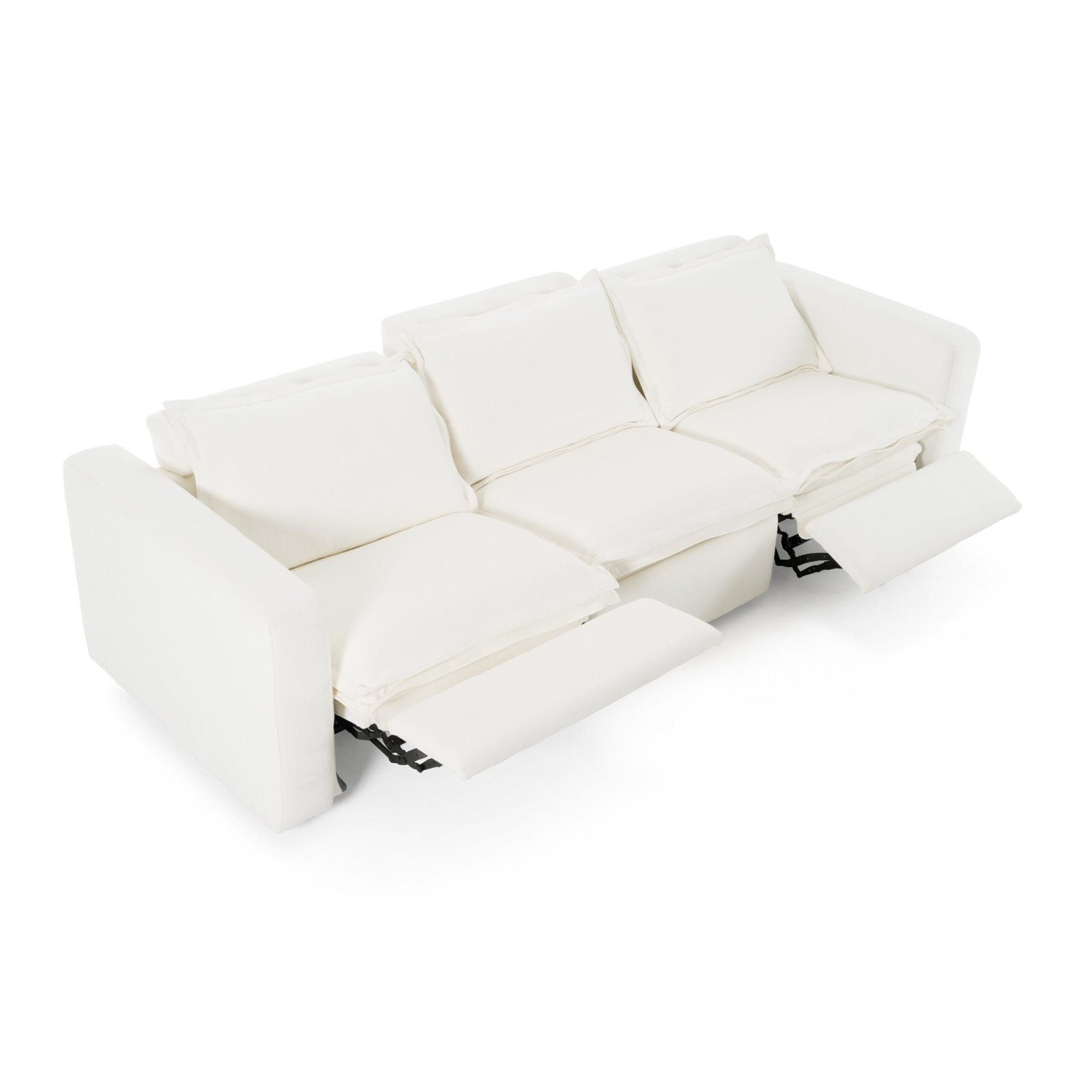Divani Casa Almagre - Modern White Fabric Sofa w/ 3 Electric Recliners - Image 5