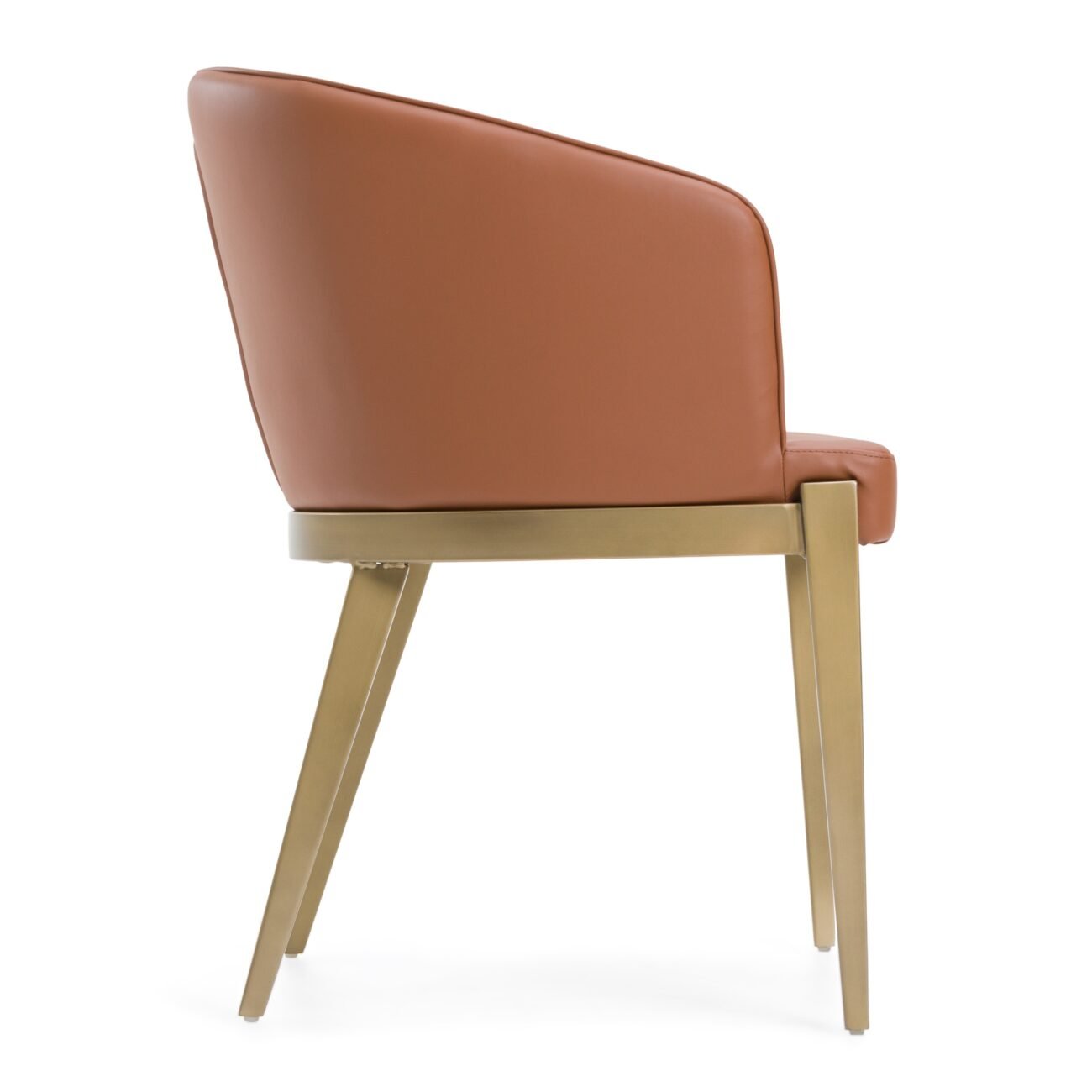 Modrest Aragon - Modern Brown Vegan Leather + Brass Dining Chair - Image 2