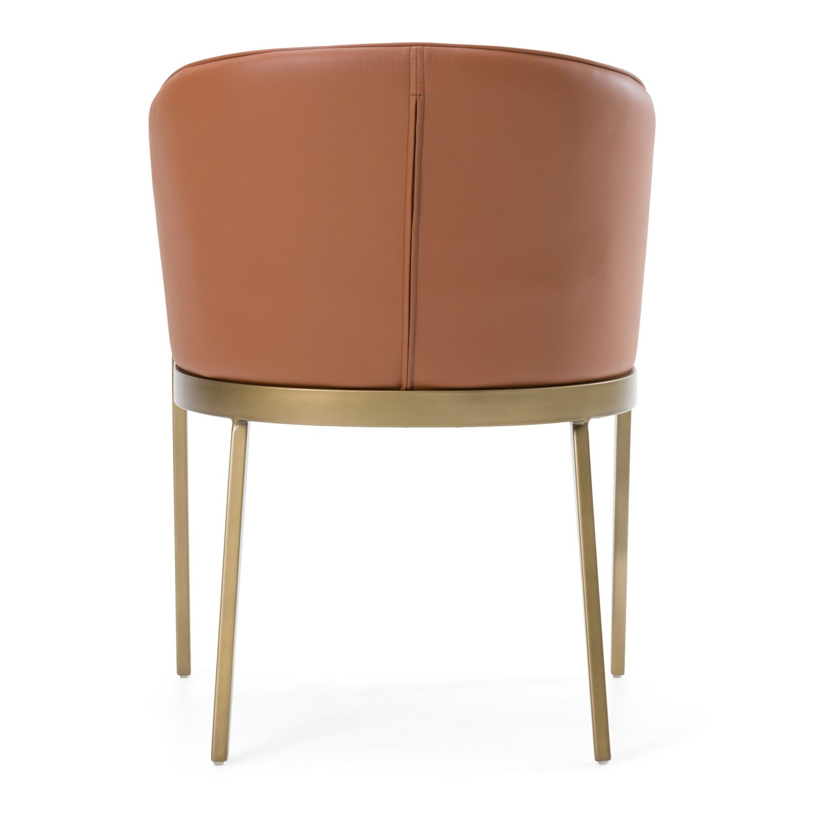 Modrest Aragon - Modern Brown Vegan Leather + Brass Dining Chair - Image 3