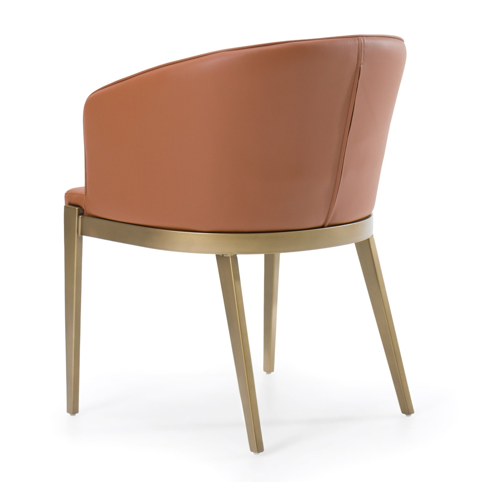 Modrest Aragon - Modern Brown Vegan Leather + Brass Dining Chair - Image 4