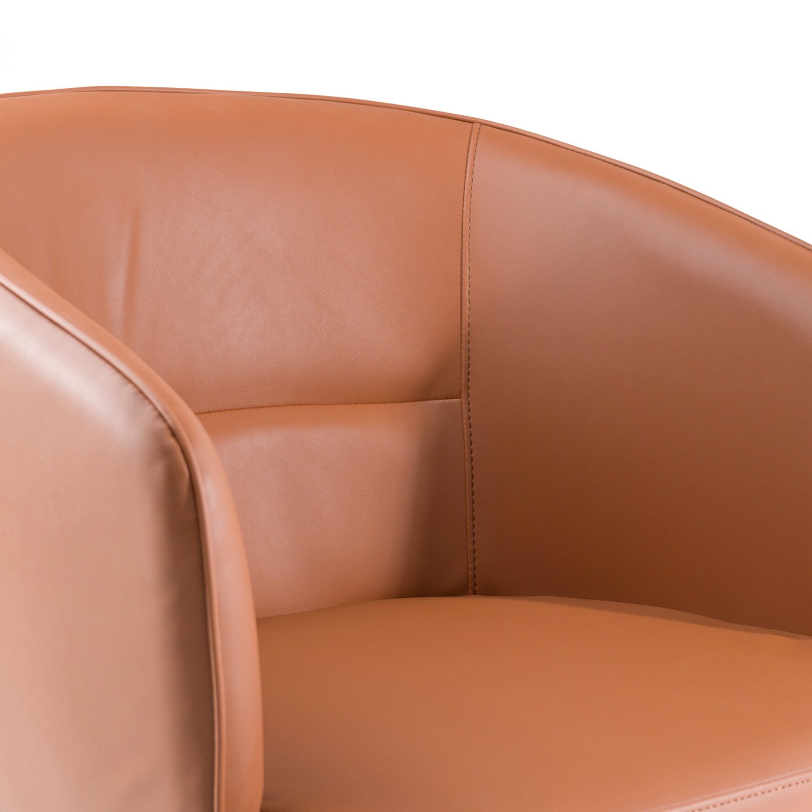 Modrest Aragon - Modern Brown Vegan Leather + Brass Dining Chair - Image 5
