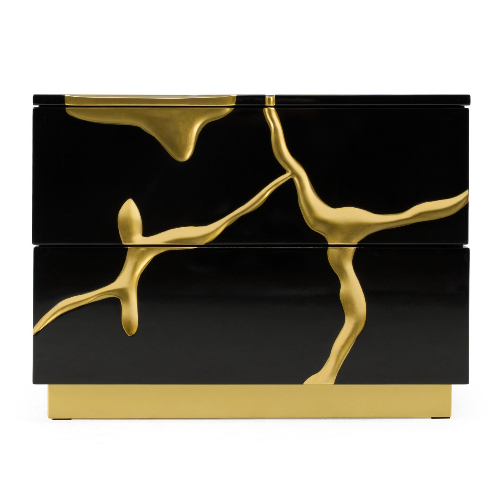 Modrest Aspen - Modern Wide Black and Gold Nightstand - Image 3