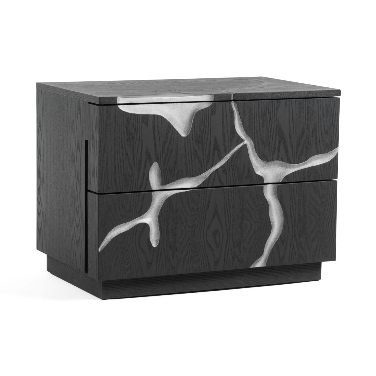 Modrest Aspen - Modern Matte Brown Ash & Silver Nightstand - Image 2