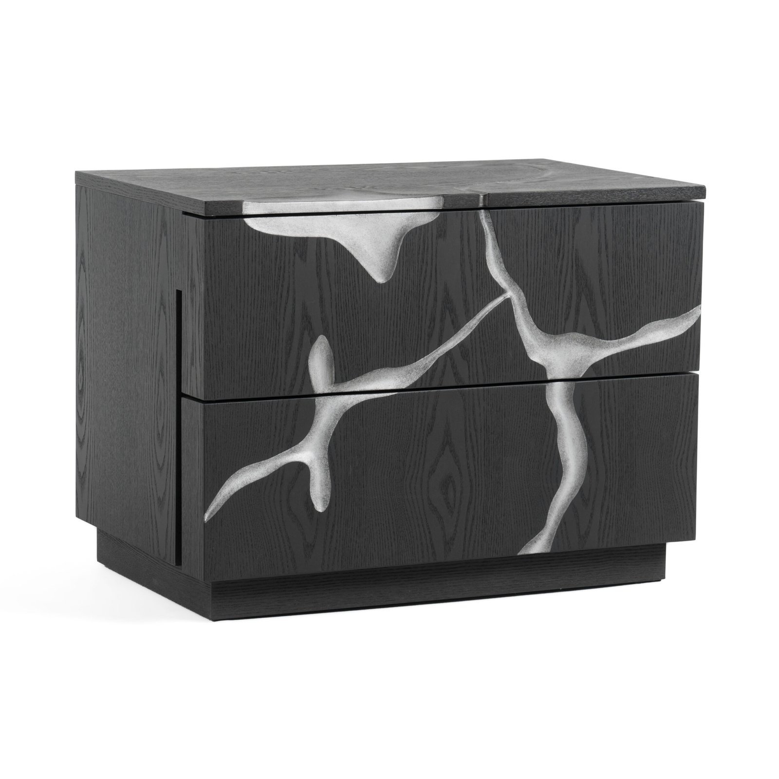Modrest Aspen - Modern Matte Brown Ash & Silver Nightstand - Image 2