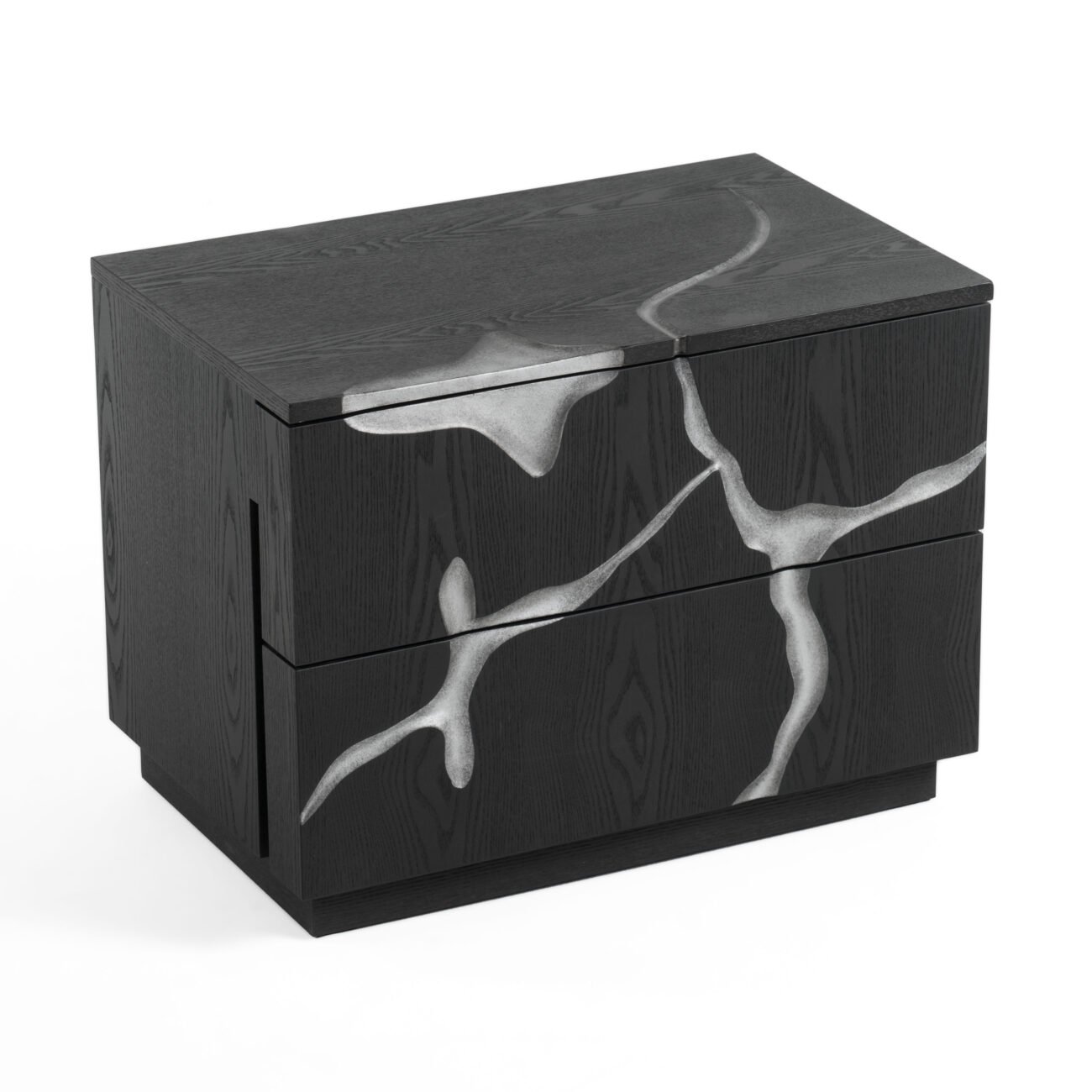 Modrest Aspen - Modern Matte Brown Ash & Silver Nightstand - Image 3