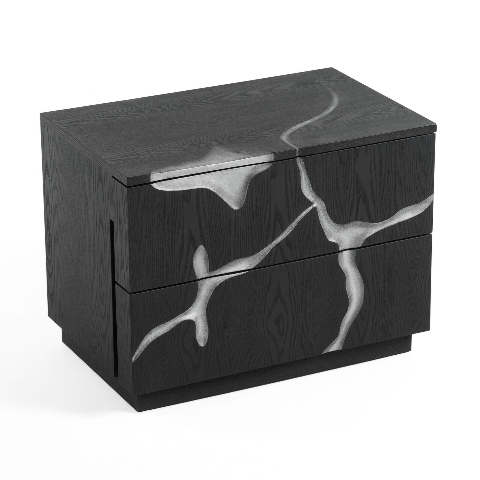 Modrest Aspen - Modern Matte Brown Ash & Silver Nightstand - Image 3