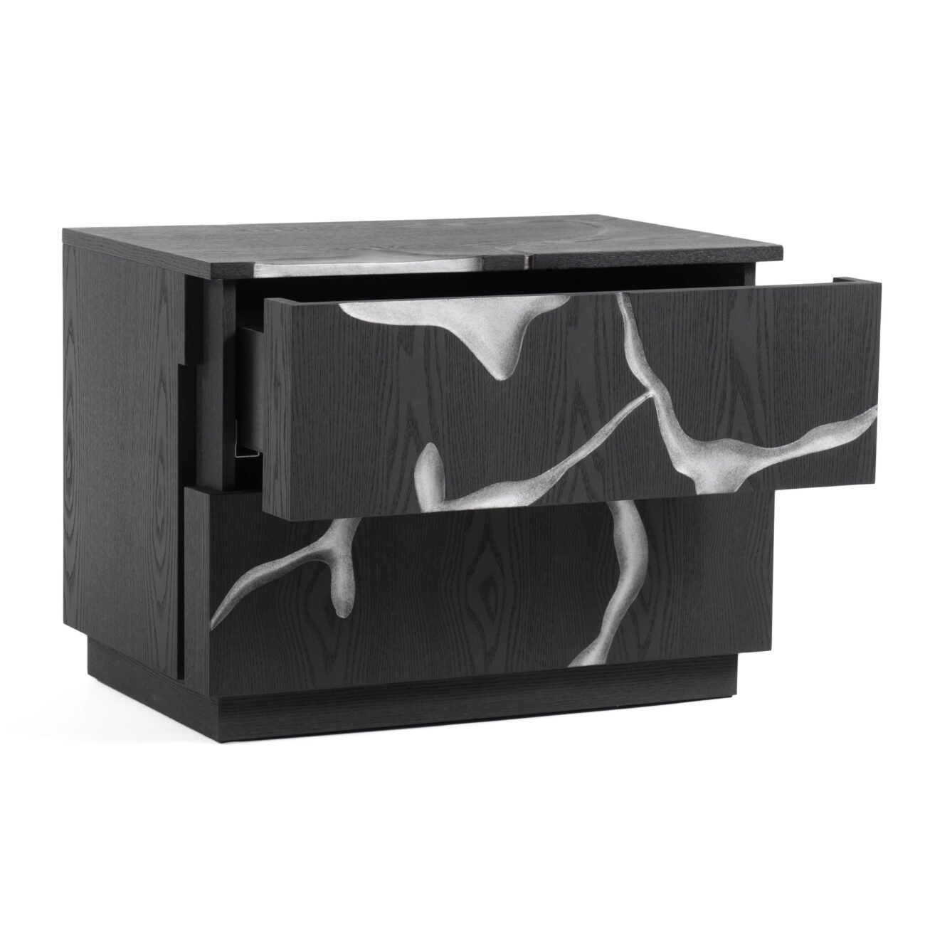 Modrest Aspen - Modern Matte Brown Ash & Silver Nightstand - Image 4