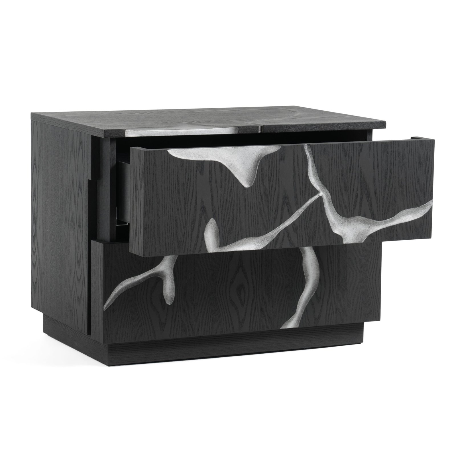 Modrest Aspen - Modern Matte Brown Ash & Silver Nightstand - Image 4