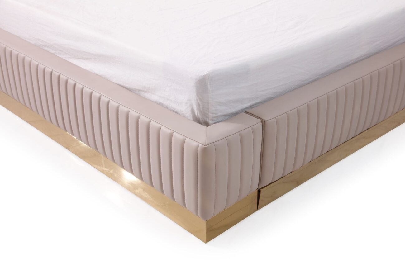 Modrest Sterling - Queen Modern Beige + Gold Bed + Nightstands - Image 3