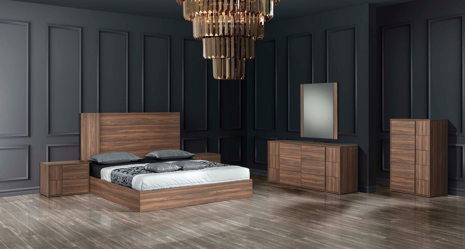 Nova Domus Asus - Queen Italian Modern Walnut Bedroom Set - Image 4
